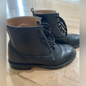 BMW Black Leather Moto Boots Sz 38